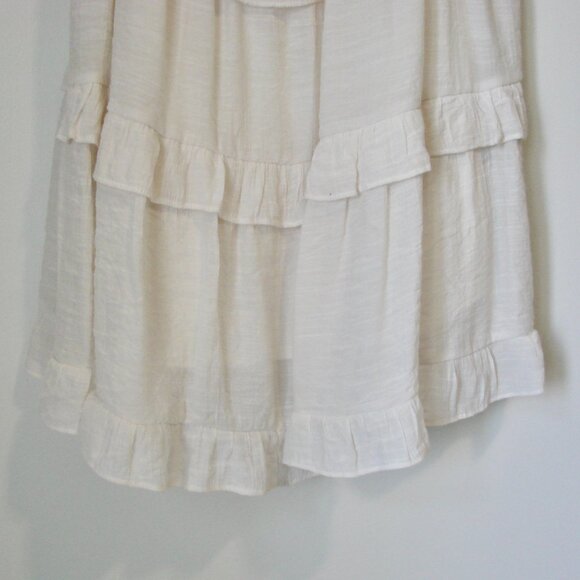 Hyfve Babydoll Mini Dress Cream Boho Tiered Ruffle Tie Sleeveless Straps Medium - Picture 9 of 13